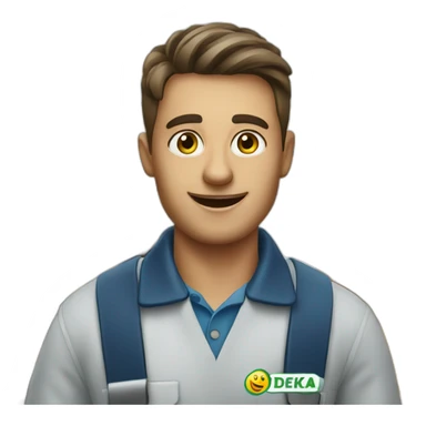 supermarket employee from edeka with the logo sticker