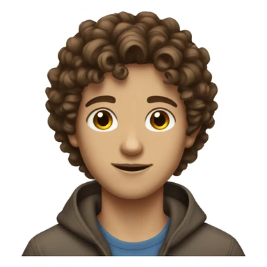 teenage boy curly brown hair and brown eyes sticker