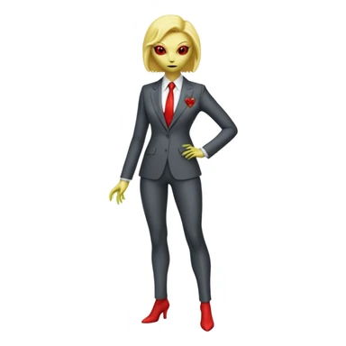 a blonde reptilian alien woman,  red crest as, men in black, full body, full figure sticker
