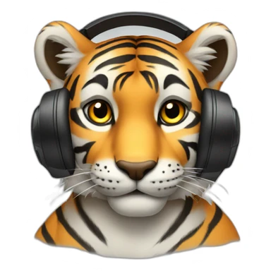 Tiger with headphones sticker