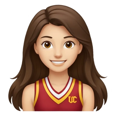 skinny white happy long haired brunette girl USC cheerleader sticker