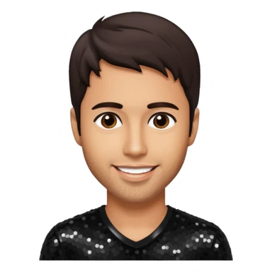 Enrique Iglesias with dark brown hair, black sequin outfit sticker