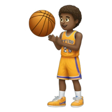 un garcon avec un ballon de basket sticker