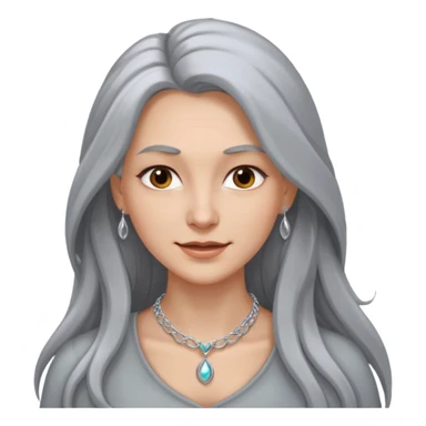 Female with Silver Necklace, grey skin,long hair, more bright silver, different expressions. sticker