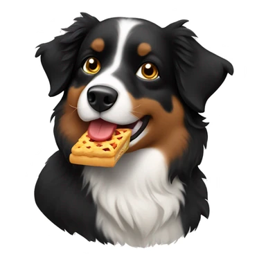Small black australian shepherd dog eating pie  sticker