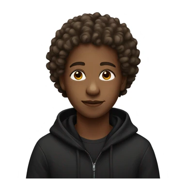 Brown skin person with curly hair and black hoodie  sticker