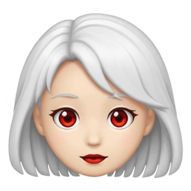 Faca um emoji com cabelo branco de anime e um dos olhos pretos com o meio vermelho sticker