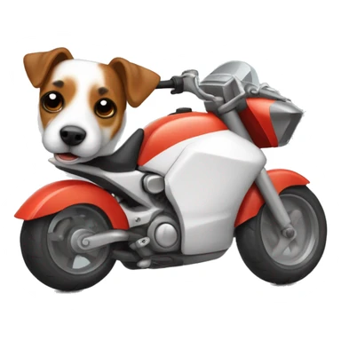 Jack russell encimade una moto con un casco puesto sticker