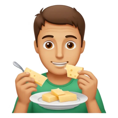 man eating parmesan sticker