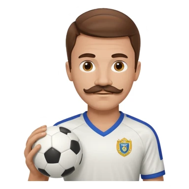 soccer player with mustache holding soccer ball sticker