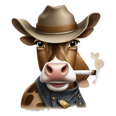 Cow smoking a cigarette wearing a cowboy hat sticker