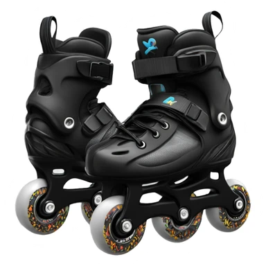 a black rollerblade inline skate, the model called "TWISTER XT" with a more edgy design sticker