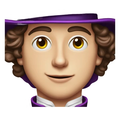Timothée Chalamet as Willy Wonka, high cheek bones, large face, hat sticker