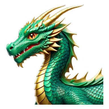 cinematic-noble-dragon-portrait-emoji,-poised-and-majestic,-with-a-sinuous,-elongated-body-covered-in-intricately-detailed,-shimmering-scales-in-hues-of-emerald-and-gold,-and-piercing,-fiery-eyes-that-reflect-ancient-wisdom; sticker