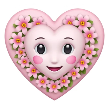 Emoji white heart with pink flowers sticker
