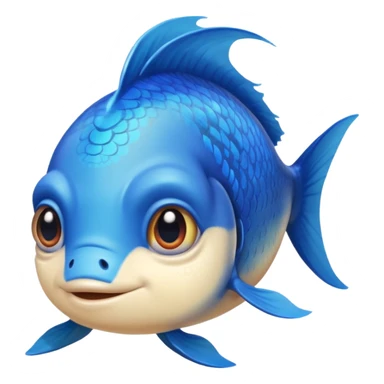 handsome fish with blue hair and fins of different color looking into camera sticker