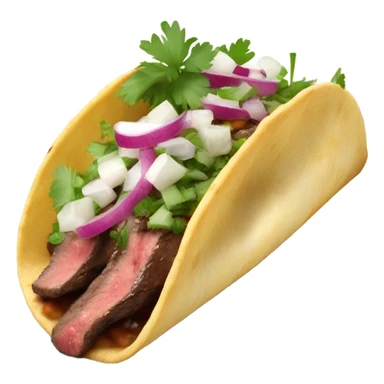 Real steak taco with cilantro and cebolla sticker
