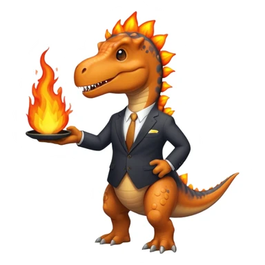 office dinosaur in a suit on a fire sticker