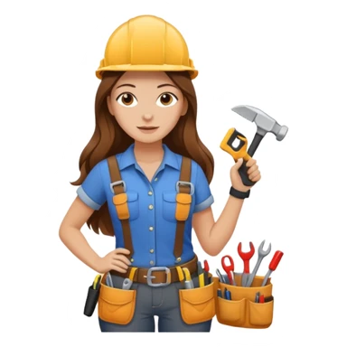 beautiful girl with long brown hair constructing new lounge room sticker