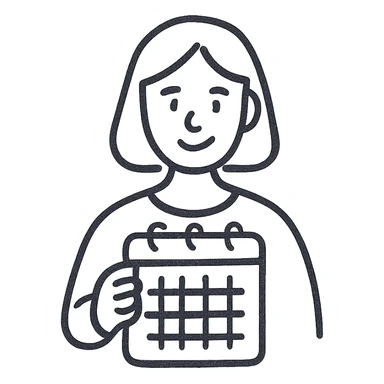 woman holding a calendar, simple and clear depiction, no background sticker