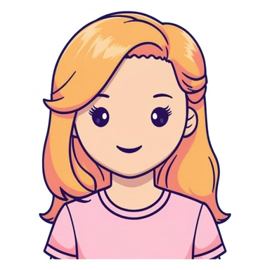 Ginger with blonde highlights long haired girl with lashes, blush, and pink shirt sticker