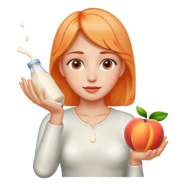 milk dripping directly off palm of hand with 5 fingers and open peach sticker