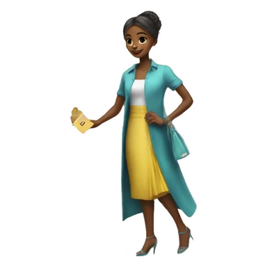 A fancy girl swiping the card at a clothes shop sticker