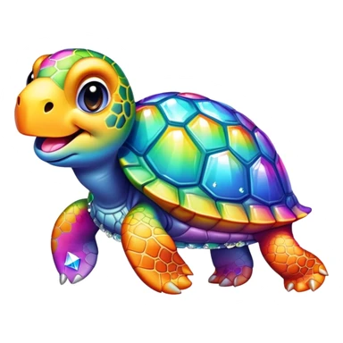 Rhinestone Turtle sticking its diamond tongue out in a rainbow  sticker