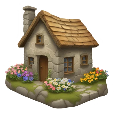 Little stone cottage with flowers sticker