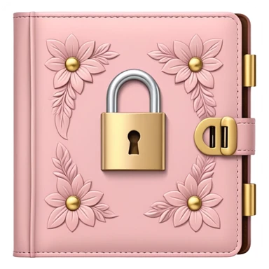 Powder pink diary notebook with padlock, cute, sticker