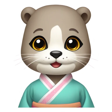 An otter face wear pastel-colored traditional Korean hanbok sticker