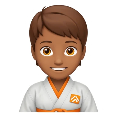 judoka cheveux brun avec ceinture orange sticker