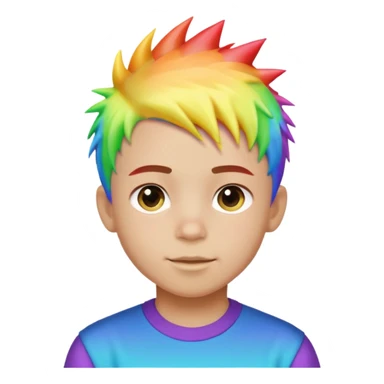 Boy with rainbow streaks — short spiky hair glowing under light. sticker