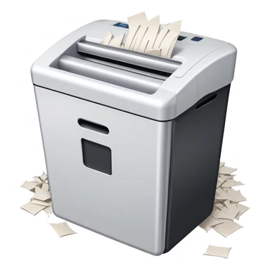 office paper shredder with paper being shredded sticker