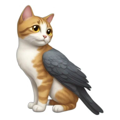 cat with bird sticker