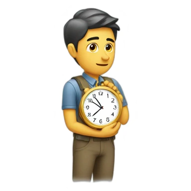 Working men looking at time sticker