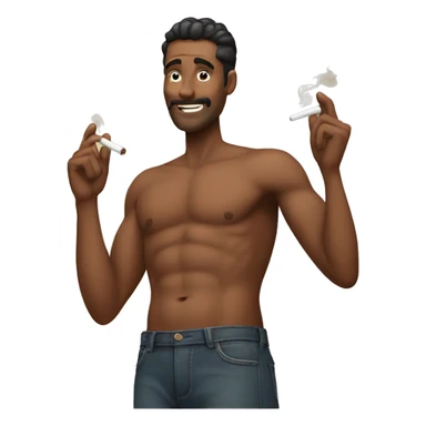 a man with six packs smoking cigs sticker