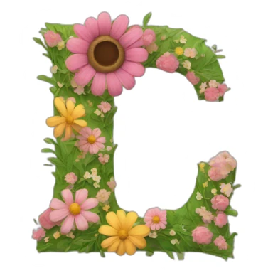 Letter E with flowers around sticker
