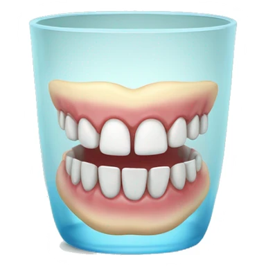 dentures in glass cup sticker