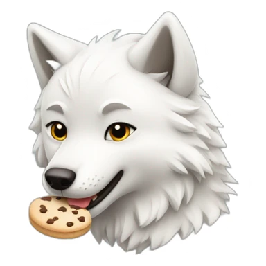 White cute wolf eating cookie sticker