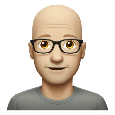 thin bald white man with glasses sticker