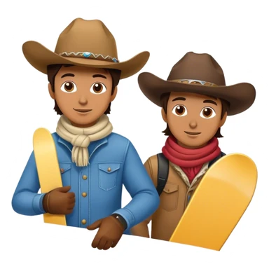 2 cowboys snowboarding on birthday sticker