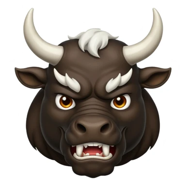 black angry powerful with white horns bull emoji sticker