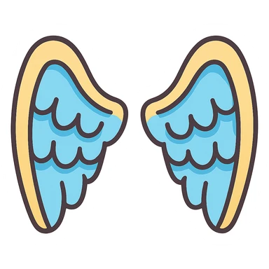 a pair of angel wings, soft and feathery, gentle cartoon style sticker