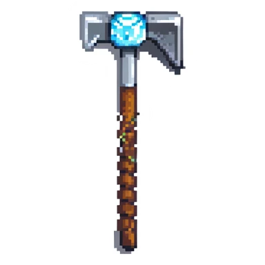 pixelated Minecraft diamond pickaxe sticker