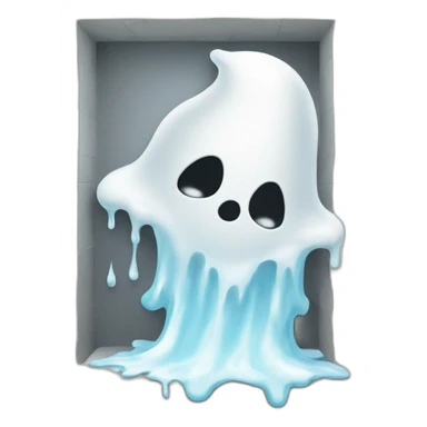 ghost appearing through wall ejecting a white milky substance spilled sticker