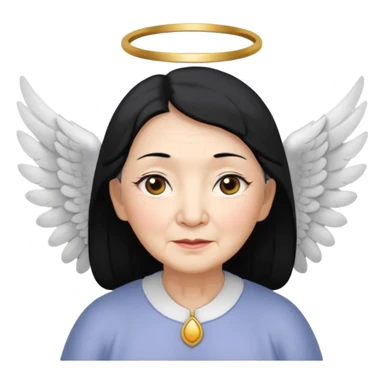 Angel Old Lady with wings black hair asian eyes sticker