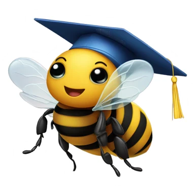Bumble bee with a graduation cap sticker