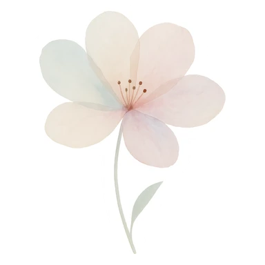transparent flower, delicate and airy watercolor style sticker
