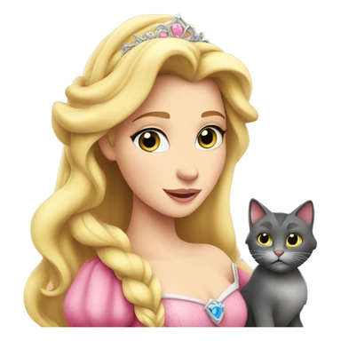 Princess Aurora Whit Cat pink  sticker